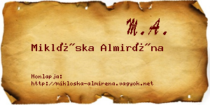 Miklóska Almiréna névjegykártya